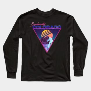 Retro Vaporwave Ski Mountain | Breckenridge Colorado | Shirts, Stickers, and More! Long Sleeve T-Shirt